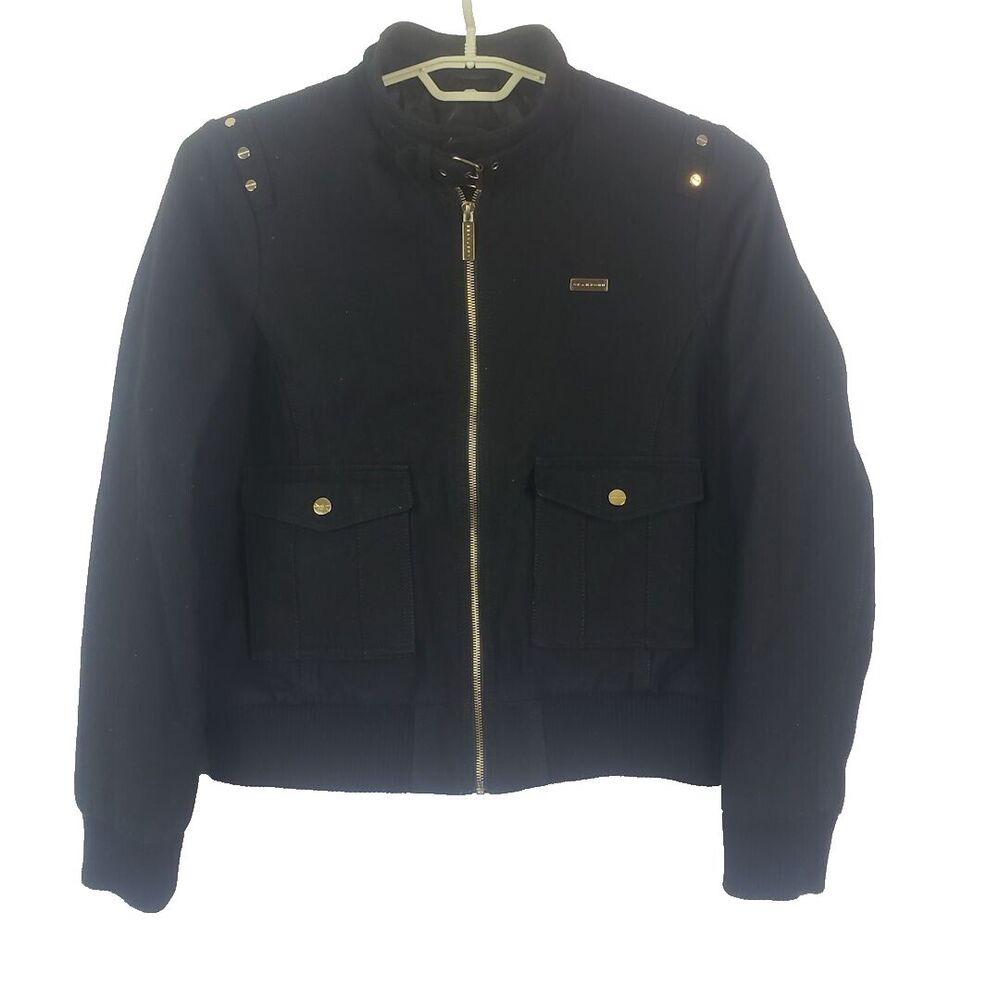 Sean John Jacket Womens XL Black Bomber Zip Front